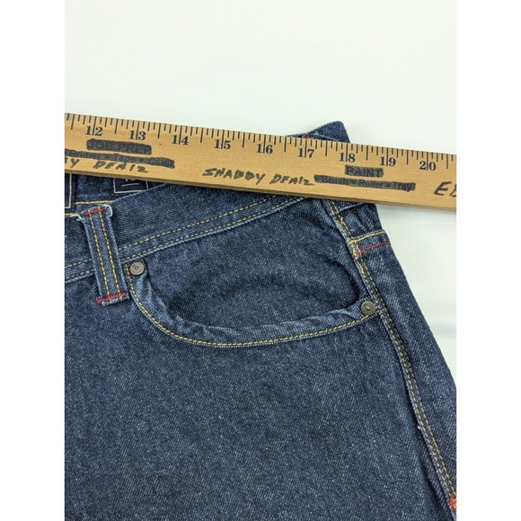 Akoo Jeans Selvedge Denim Dark Mens‎ 40x30 Blue Wide Embroidered Western - Picture 9 of 12